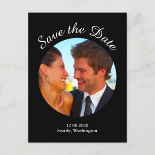 Modernes Foto Save the Date - schwarz Ankündigungspostkarte