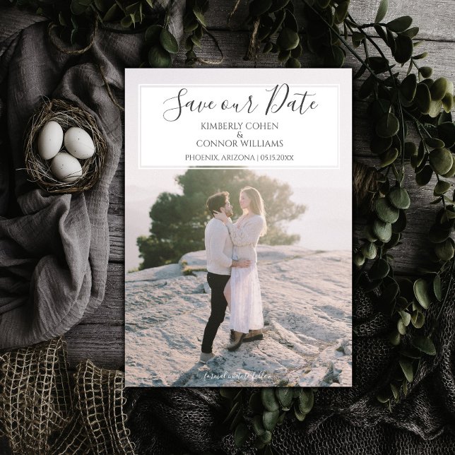Modernes Foto Save the Date | weiß (White Modern Photo Save the Date)