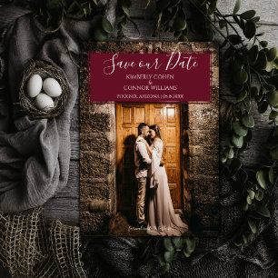 Modernes Foto Save the Date Wine Red