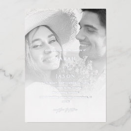 Modernes Foto Schwarz & Weiß 7 Vertikale Hochzeit Folieneinladung