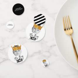 Modernes Foto Schwarz-weiß erster Geburtstag Konfetti