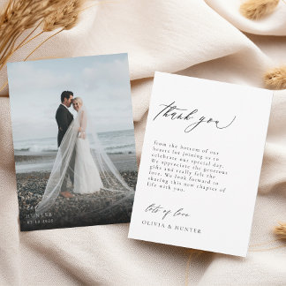 Modernes Foto Schwarz & Weiß Hochzeit Dankeskarte