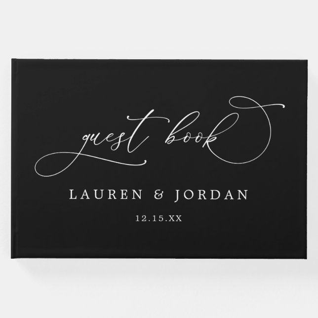 Modernes Foto Schwarz & Weiß Hochzeit Gästebuch (Vorderseite)