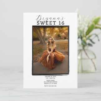 Modernes Foto Schwarzer Rahmen Trendy Minimal Swee Einladung