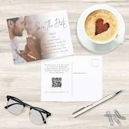 Modernes Foto Script QR Code Hochzeitsszenario spe Postkarte