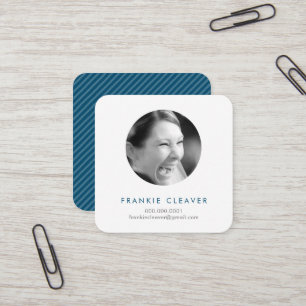 MODERNES FOTO-SPOT-Kopfschuss-Kreis dunkelblau Quadratische Visitenkarte