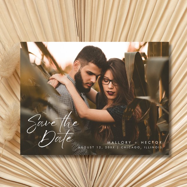 Modernes Foto Stilvolle Hochzeit retten das Datum Ankündigungspostkarte (Modern Photo Stylish Wedding Save the Date)