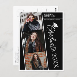 Modernes Foto Strips Schwarzer Abschluss Ankündigu Postkarte