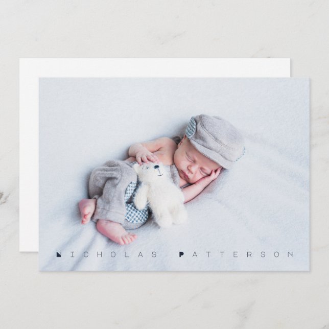 Modernes Foto Taufe Party Einladung (Vorne/Hinten)