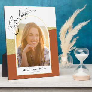 Modernes Foto Terracotta & Gold Abschluss Fotoplatte