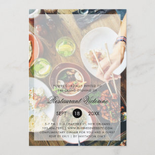 Modernes Foto Text Overlay Restaurant Grand Openin Einladung