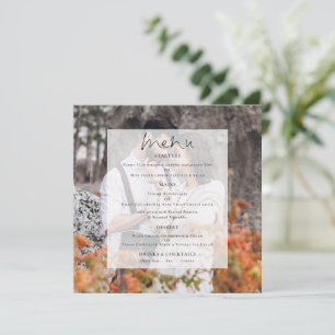 Modernes Foto Tint Script Wedding Square Menü Menükarte