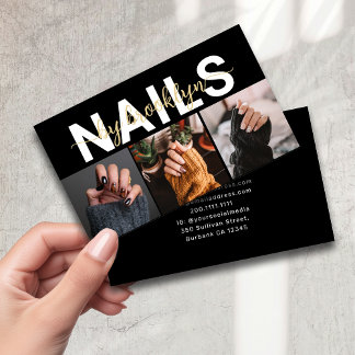 Modernes Foto Typografie Nail Artist Visitenkarte