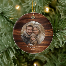 Modernes Foto über Holz Personalisierte Weihnachte Keramik Ornament