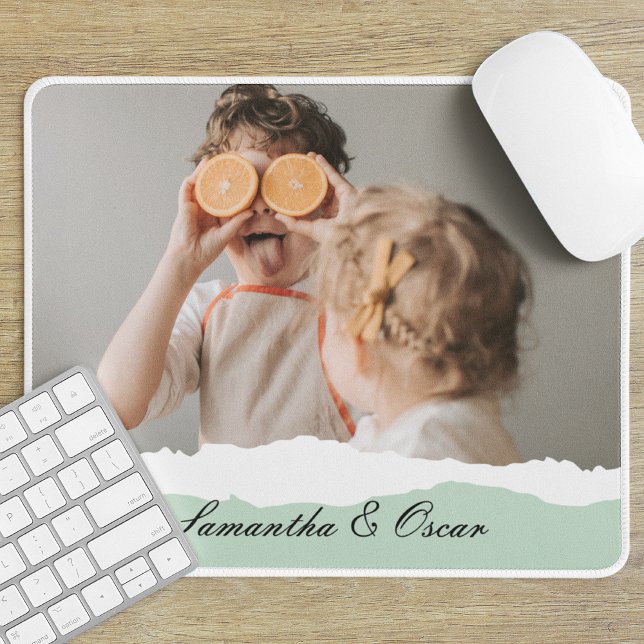 Modernes Foto und Personalisierter Name Minze Gesc Mousepad (Von Creator hochgeladen)