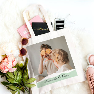 Modernes Foto und Personalisierter Name Minze Gesc Tragetasche