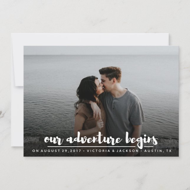 Modernes Foto unser Abenteuer personalisiert (Vorderseite)