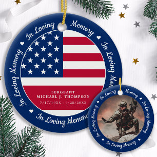 Modernes Foto Veteran American Flag Memorial  Keramik Ornament