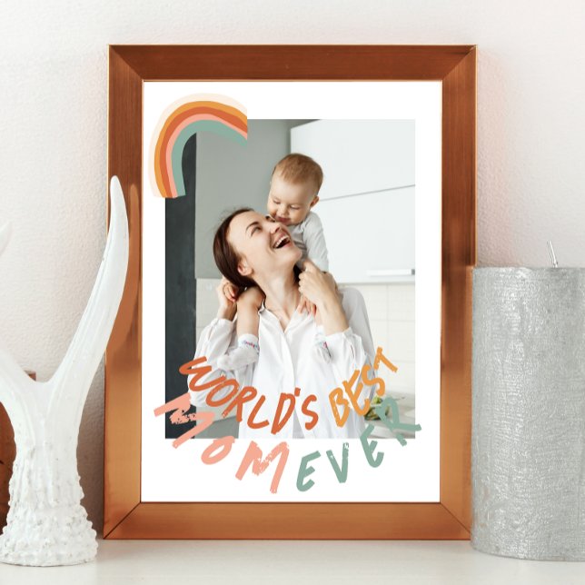 Modernes Foto Vintag Regenbogenwelt die beste Mutt Poster (Von Creator hochgeladen)