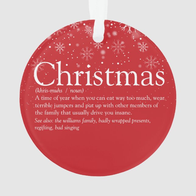 Modernes Foto Weihnachten Funny Funny Definition  Ornament (Rückseite)