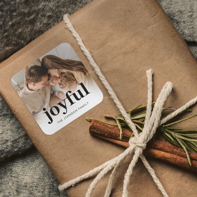 Modernes Foto Weihnachten Quadratischer Aufkleber (Von Creator hochgeladen)