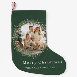 Modernes Foto Weihnachtskranz grün Kleiner Weihnachtsstrumpf