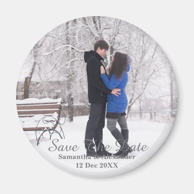 Modernes Foto Winter Save the Date Magnet (Vorne)