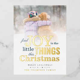 Modernes Foto Zitat Finden Sie Freude Weihnachten  Folien Feiertagspostkarte