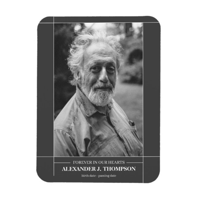 Modernes Foto zur Gedächtnisbeerdigung Magnet (Vertikal)
