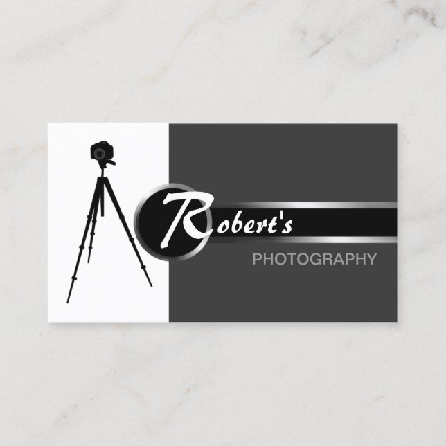 Modernes Fotografie-Grau Visitenkarte (Vorderseite)