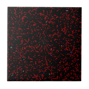 Modernes Fraktal Art Black Red Patterns Stilvoll C Fliese