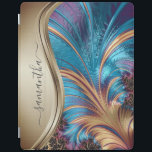 Modernes Fraktal Blue Gold Handgeschriebener Name iPad Hülle<br><div class="desc">Dieses Design ist auch auf anderen Telefonmodellen erhältlich. Wählen Sie Gerätetyp aus, um andere iPhone-, Samsung Galaxy- oder Google-Hüllen zu sehen. Einige Stile können geändert werden, indem Sie Style auswählen, wenn dies eine Option ist. Dieses Design kann in dem Bereich personalisiert werden, der durch das Ändern des Fotos und/oder Textes...</div>