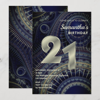 Modernes Fraktal - Einladung zum 21. Geburtstag