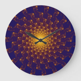 Modernes Fraktal Lila / Blau-Sonne Große Wanduhr