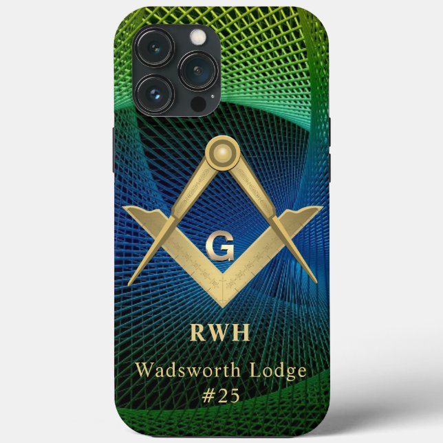Modernes Fraktal Masonic Mit Monogramm Case-Mate iPhone Hülle (Rückseite)