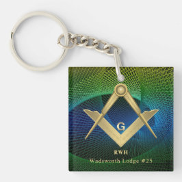 Modernes Fraktal Masonic Mit Monogramm Schlüsselanhänger