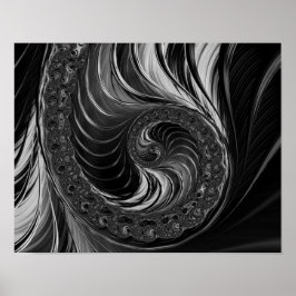 Modernes Fraktal Metallic Nautilus Golden Ratio Poster