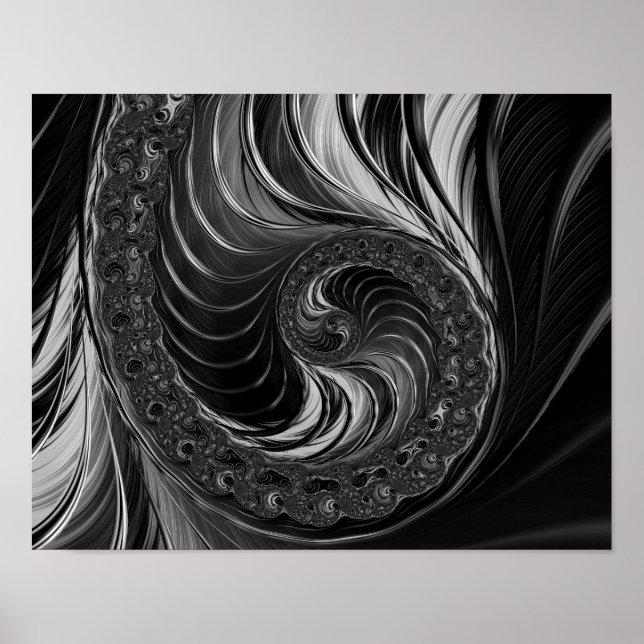 Modernes Fraktal Metallic Nautilus Golden Ratio Poster (Vorne)