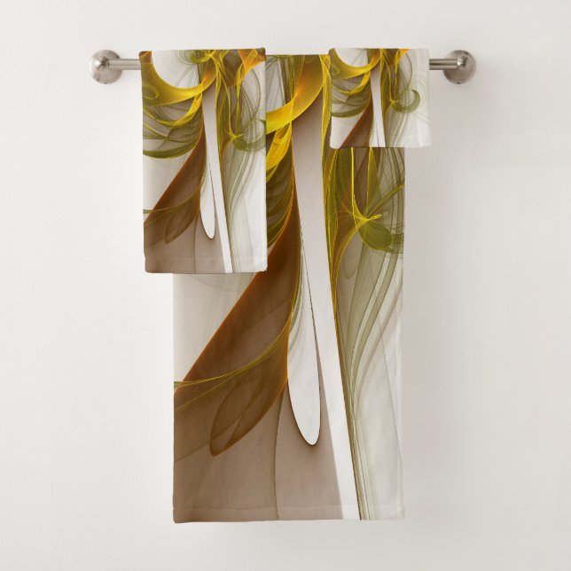 Modernes Fraktal mit Abstrakten Wertvollen Metallf Badhandtuch Set (Insitu)