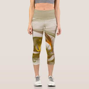 Modernes Fraktal mit Abstrakten Wertvollen Metallf Capri Leggings