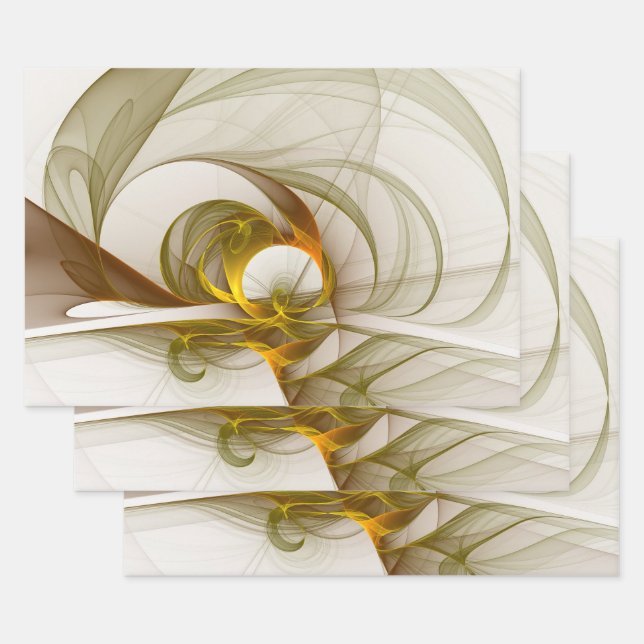 Modernes Fraktal mit Abstrakten Wertvollen Metallf Geschenkpapier Set (Set)