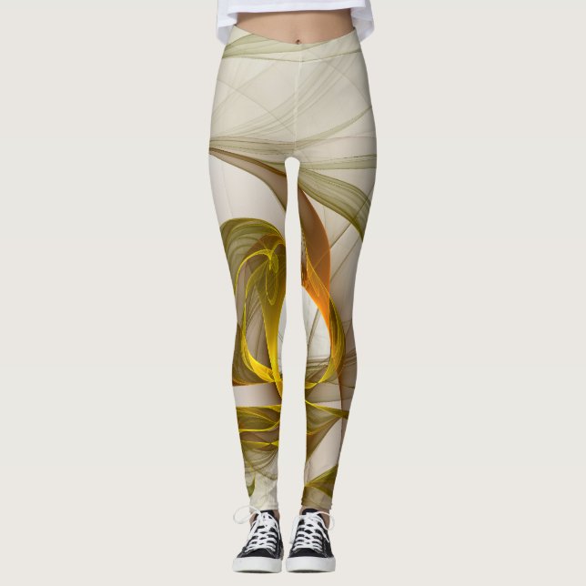 Modernes Fraktal mit Abstrakten Wertvollen Metallf Leggings (Vorderseite)