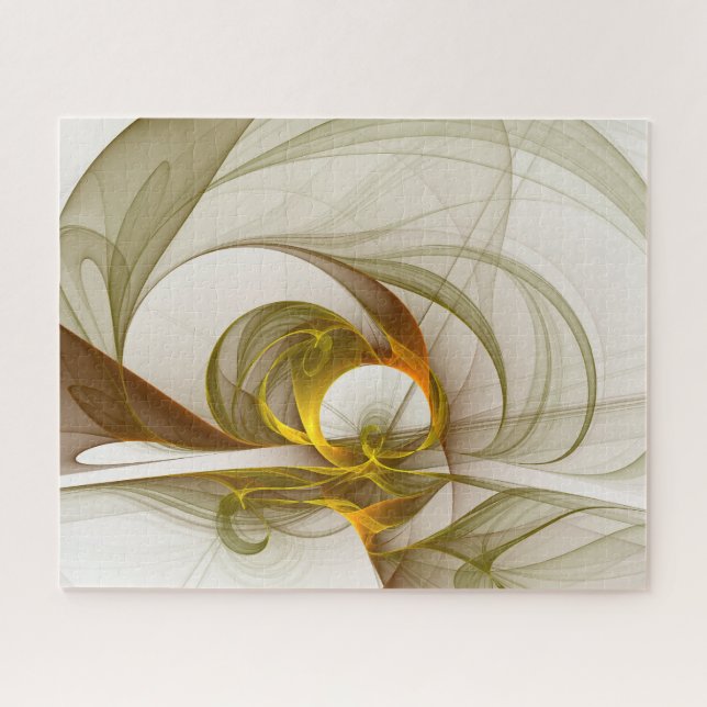 Modernes Fraktal mit Abstrakten Wertvollen Metallf Puzzle (Horizontal)