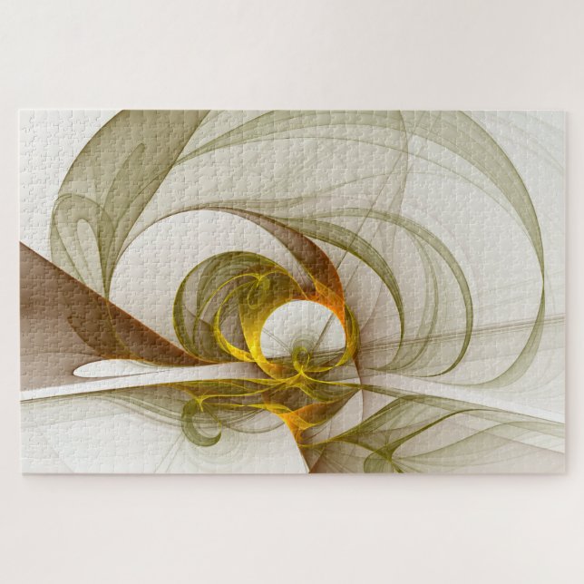 Modernes Fraktal mit Abstrakten Wertvollen Metallf Puzzle (Horizontal)