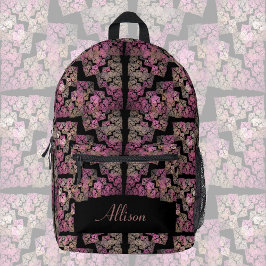 Modernes Fraktal, Schwarz, Schwarz. Bedruckter Rucksack