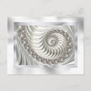 Modernes Fraktal Weißer Atemberaubender Metallrahm Postkarte