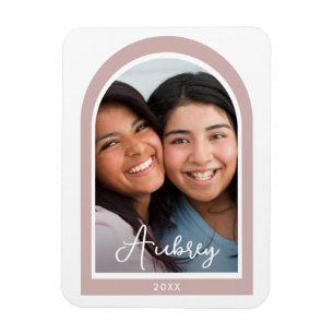 Modernes Frame Arch Foto mit Hübschem Script Rosa Magnet