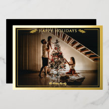 Modernes Frame Happy Holidays Foto Black Gold