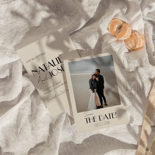 Modernes französisches Whimsical Retro Foto Einzig Save The Date (Von Creator hochgeladen)