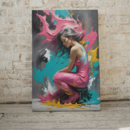 Modernes Frauenportrait in Splash Farben Leinwanddruck